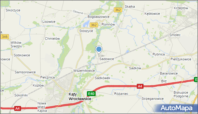 mapa Sadowice, Sadowice gmina Kąty Wrocławskie na mapie Targeo